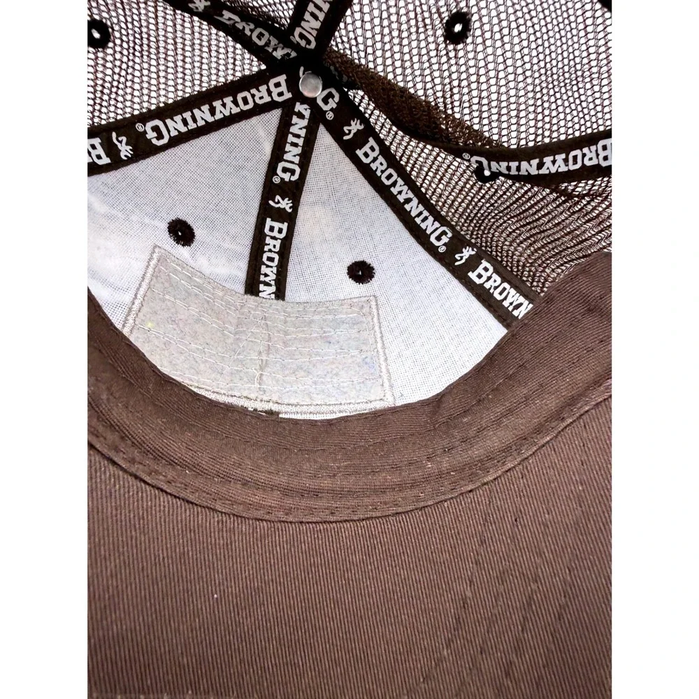 Browning Camo Trucker Hat Mens Realtree Edge American Flag Patch Snapback Cap - Picture 10 of 12
